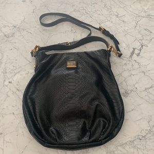 Marc by Marc Jacobs Black Croc Crossbody Bag Gold Hardware Good Condition